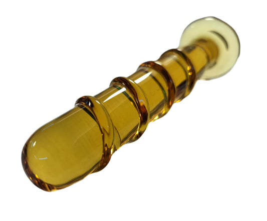 Loveangels Tempered Glass Straight Ribbed 5.5 Inch Dildo tip