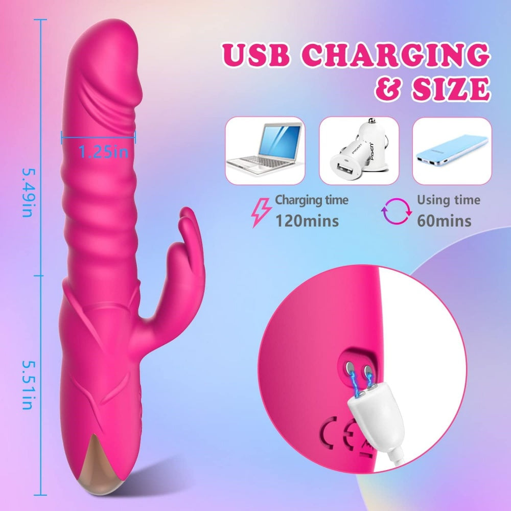Loveangels Thrusting Magenta Rabbit Vibrator charging