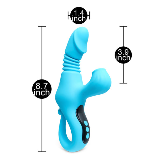 Loveangels Thrusting, Sucking and Heating Cyan Vibrator Sizing