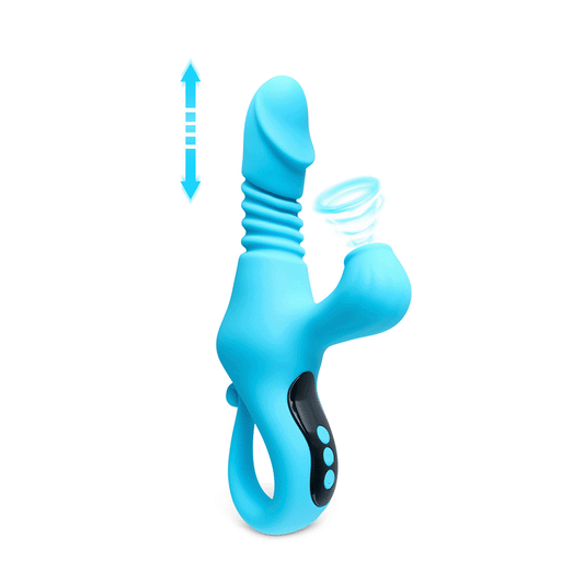 Loveangels Thrusting, Sucking and Heating Cyan Vibrator Thrusting