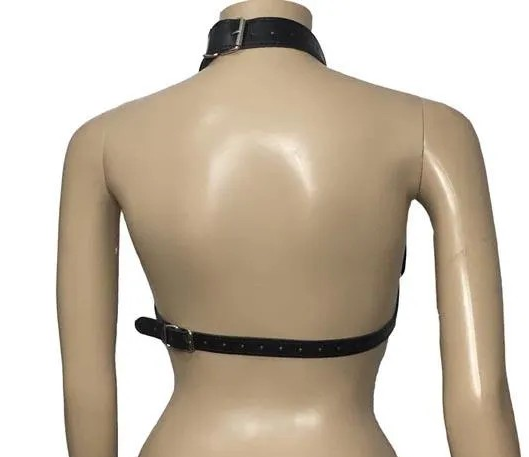 Loveangels Vegan Leather And Chain Bra One Size back
