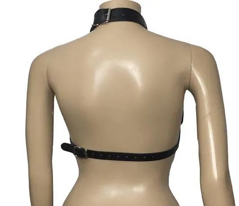 Loveangels Vegan Leather And Chain Bra One Size back