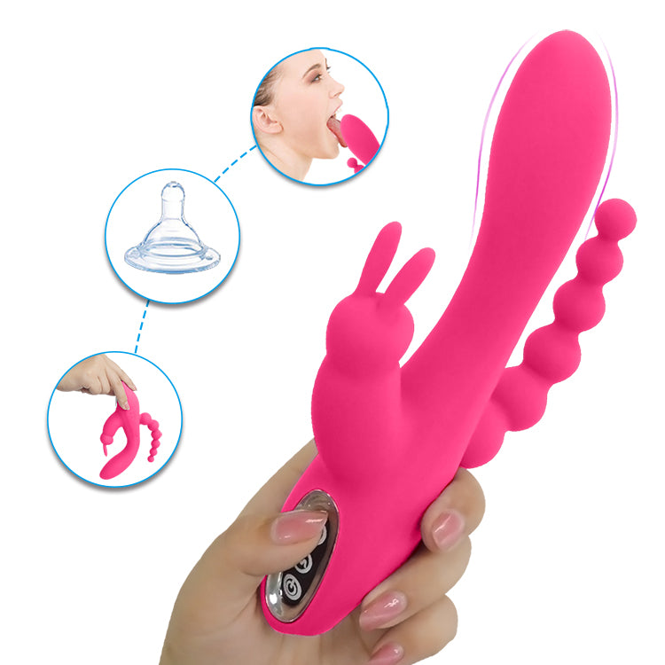 Loveangels Vibrating Triple Pleasure Rabbit silicone