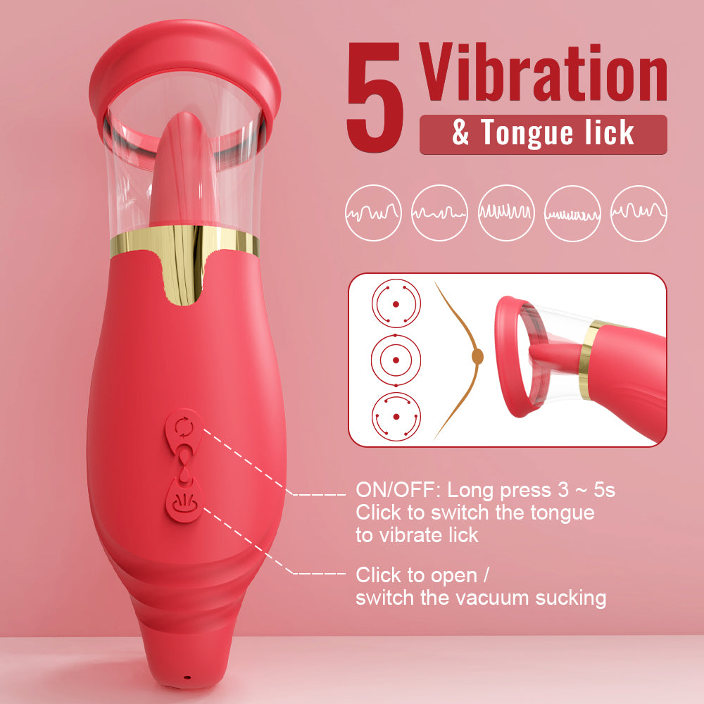 Loveangels Wiggling Tongue Pump With Handle vibration and licking