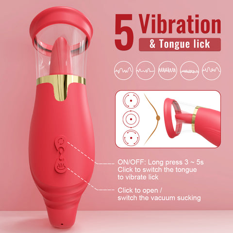 Loveangels Wiggling Tongue Pump With Handle vibration and licking