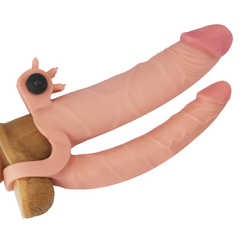 Lovetoy Vibrating Double Penis Sleeve on dildo