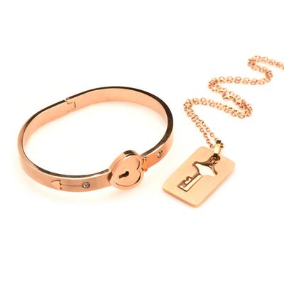 Master Series Tungsten Lockable Bracelet With Key Necklace