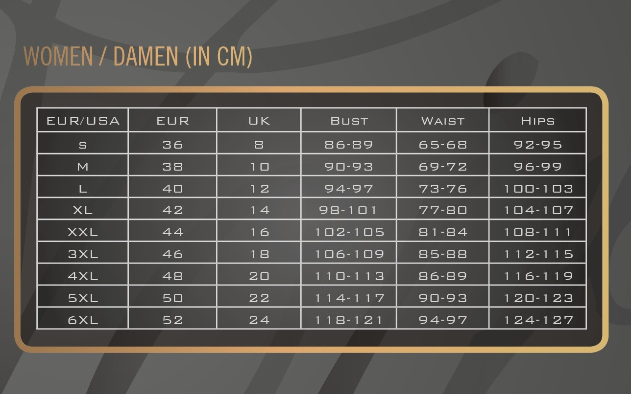 Noir Handmade size chart