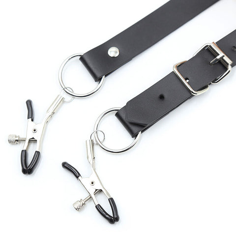 OHMAMA Fetish - Labia Clamps With Leg Straps closeup