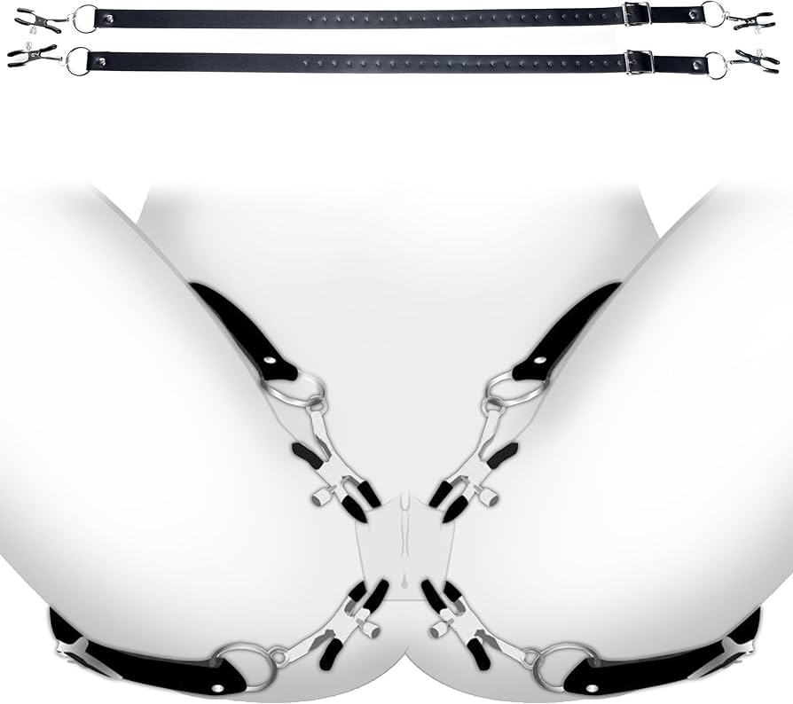 OHMAMA Fetish - Labia Clamps With Leg Straps in use