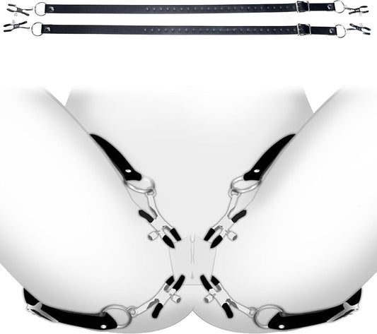 OHMAMA Fetish - Labia Clamps With Leg Straps in use