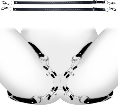 OHMAMA Fetish - Labia Clamps With Leg Straps in use
