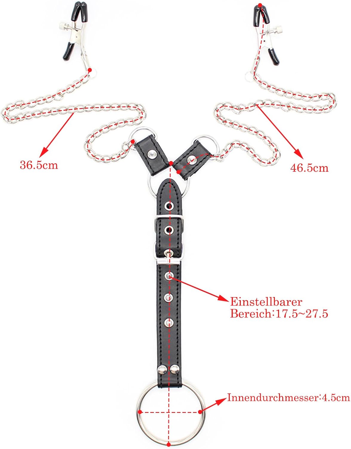 OHMAMA Fetish Cock Ring With Nipple Clamps sizes