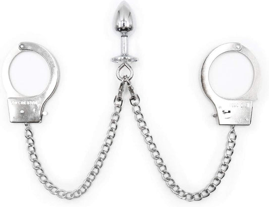 OHMAMA Hand Cuffs With Chain And Anal Plug