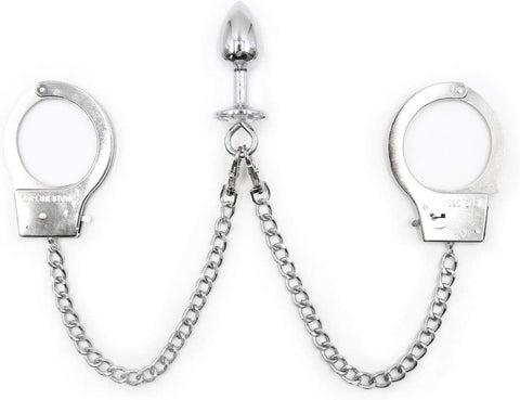 OHMAMA Hand Cuffs With Chain And Anal Plug