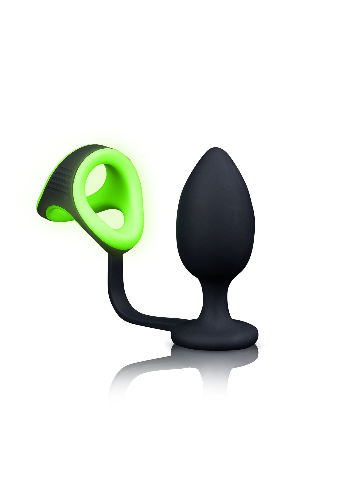 Ouch! Butt Plug with Cockring & Ball Strap - Glow in the Dark