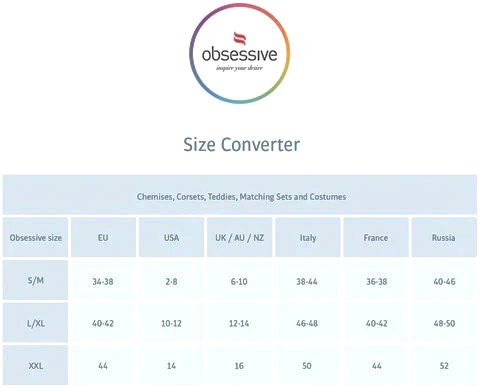 Obsessive size chart