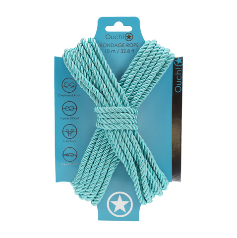 Ouch! 10m Polyester Bondage Rope blue