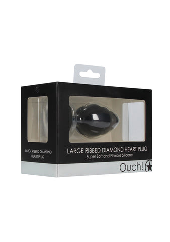 Ouch! Large Ribbed Diamond Heart Plug box