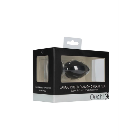 Ouch! Large Ribbed Diamond Heart Plug Box