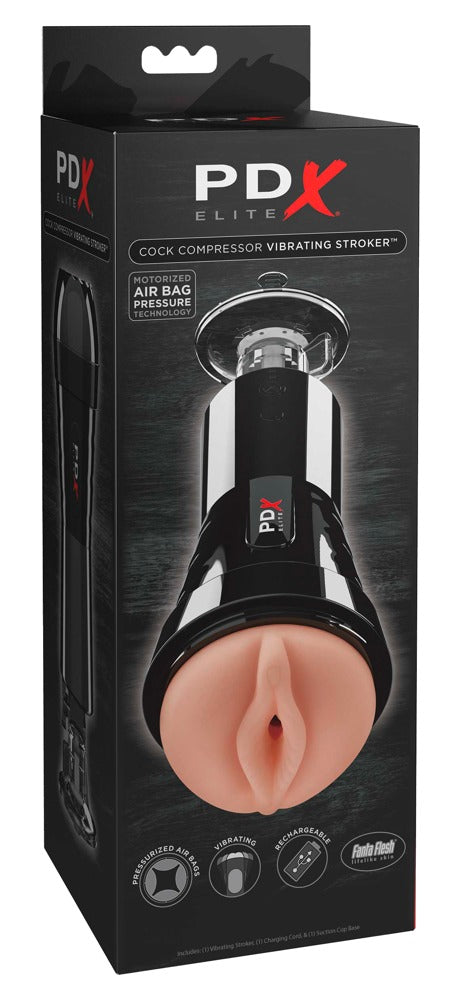 PDX Elite Cock Compressor Vibrator With Stand box