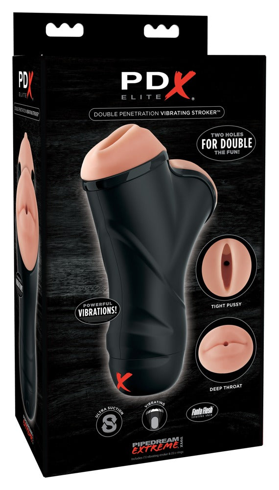 PDX Elite Double Penetration Vibrating Stroker box