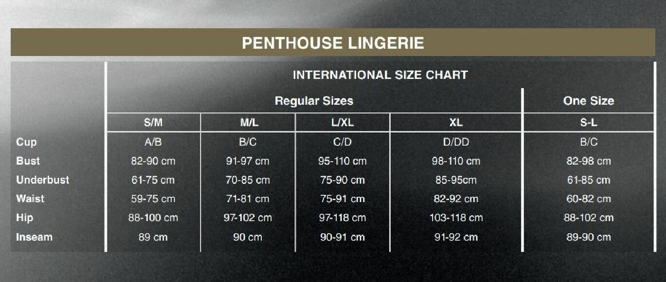 Penthouse size chart