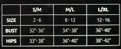 Play Costumes size chart