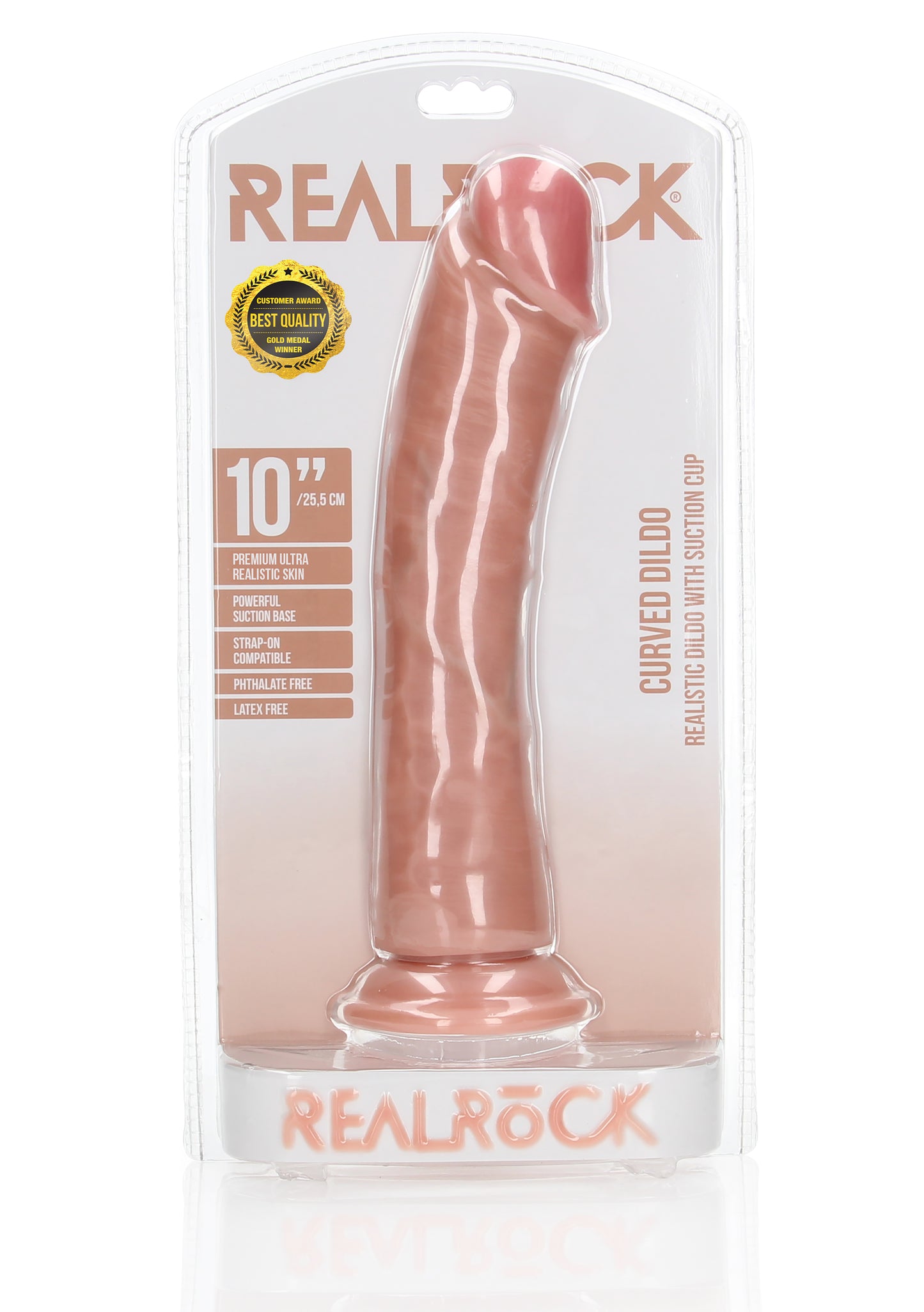 RealRock Curved Realistic Dildo with Suction Cup - 10 Inches / 25,5 cm