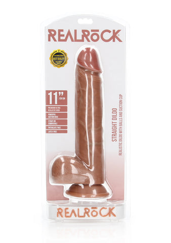 RealRock Straight Realistic Dildo with Balls and Suction Cup - 11 Inches / 28 cm