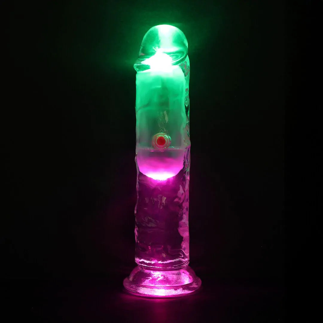 Realrock 6 Inch Transparent LED Vibrating TPE Dildo