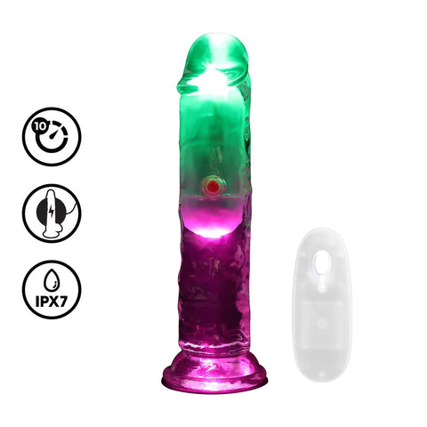 Realrock 6 Inch Transparent LED Vibrating TPE Dildo