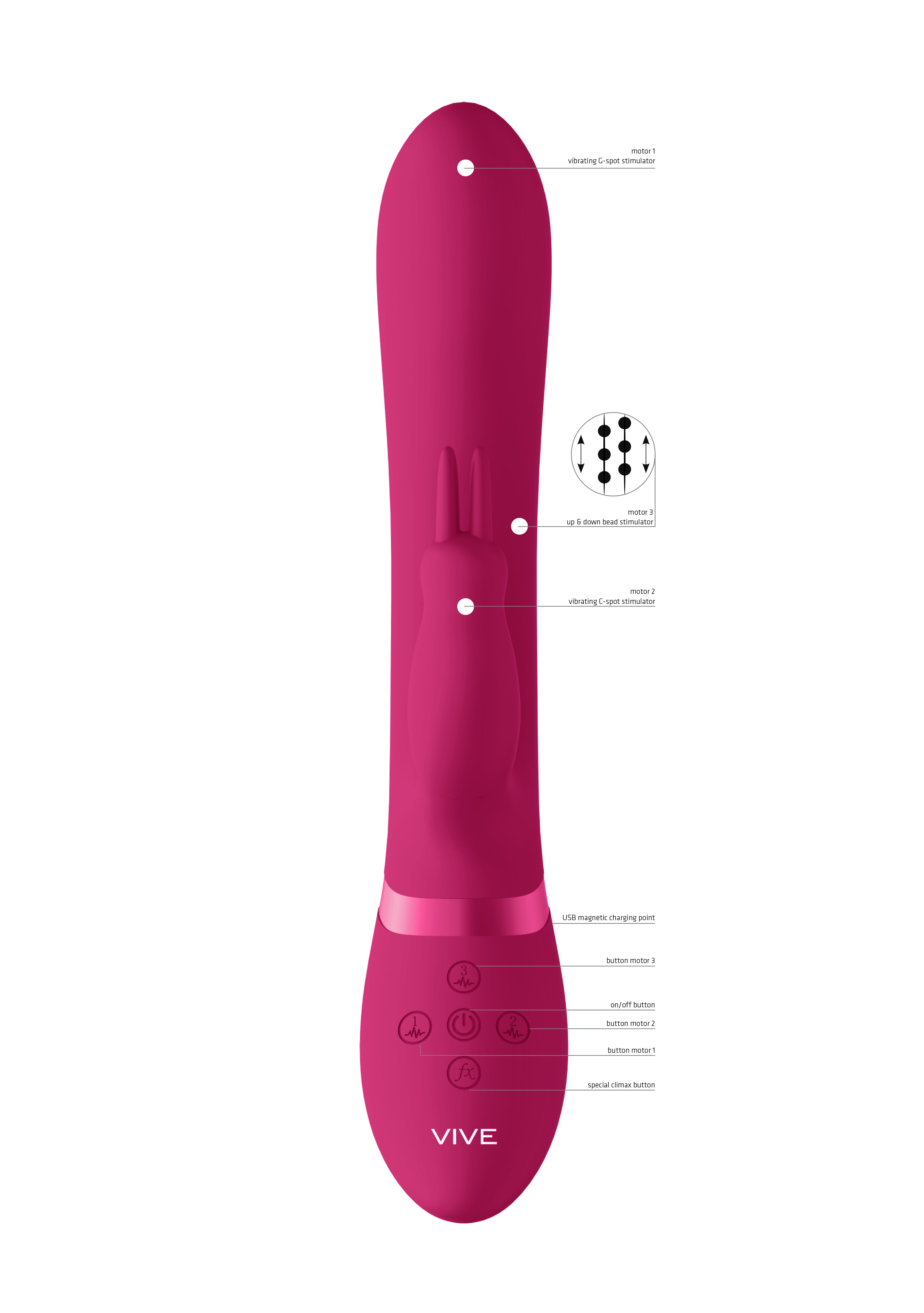 Vive Amoris Thrusting Rabbit Vibrator Stimulating Beads