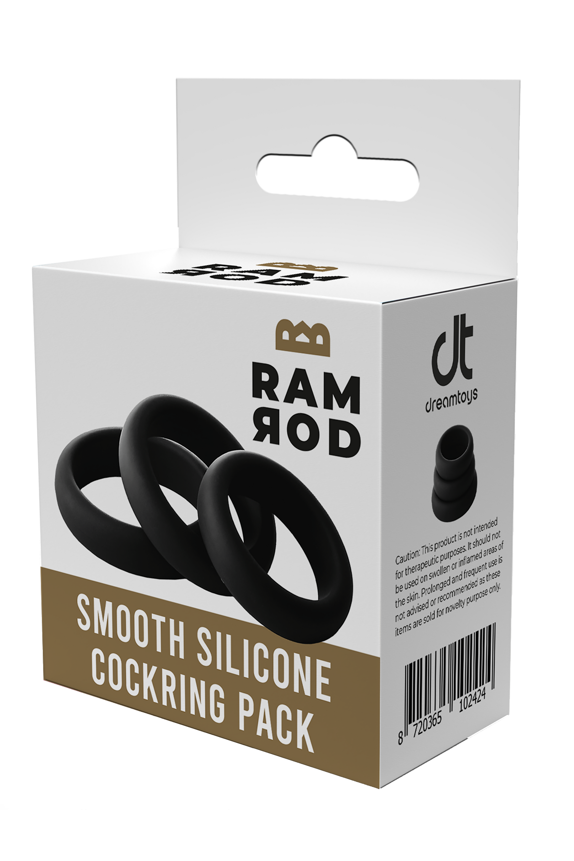 Ramrod Smooth Silicone Cock Ring 3pk box