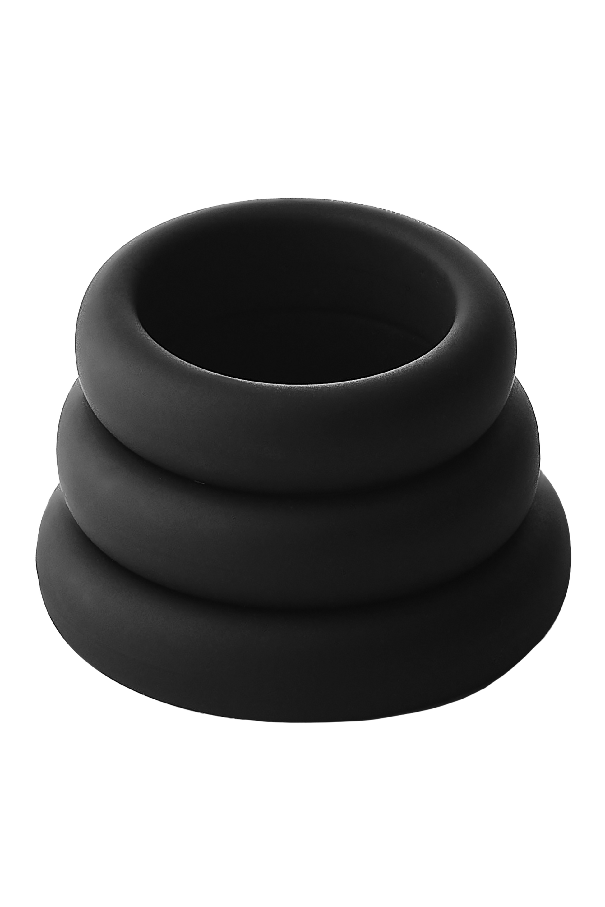 Ramrod Smooth Silicone Cock Ring 3pk stacked