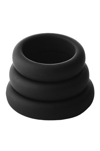 Ramrod Smooth Silicone Cock Ring 3pk stacked