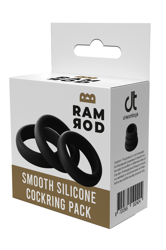 Ramrod Smooth Silicone Cockring 3pk box