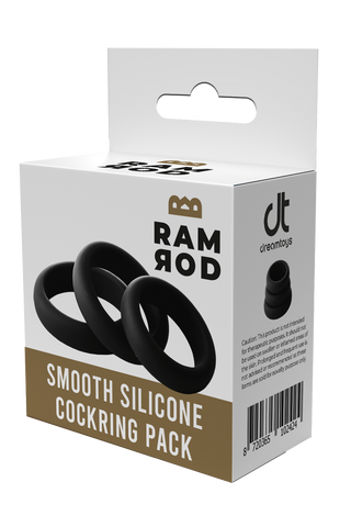 Ramrod Smooth Silicone Cockring 3pk box