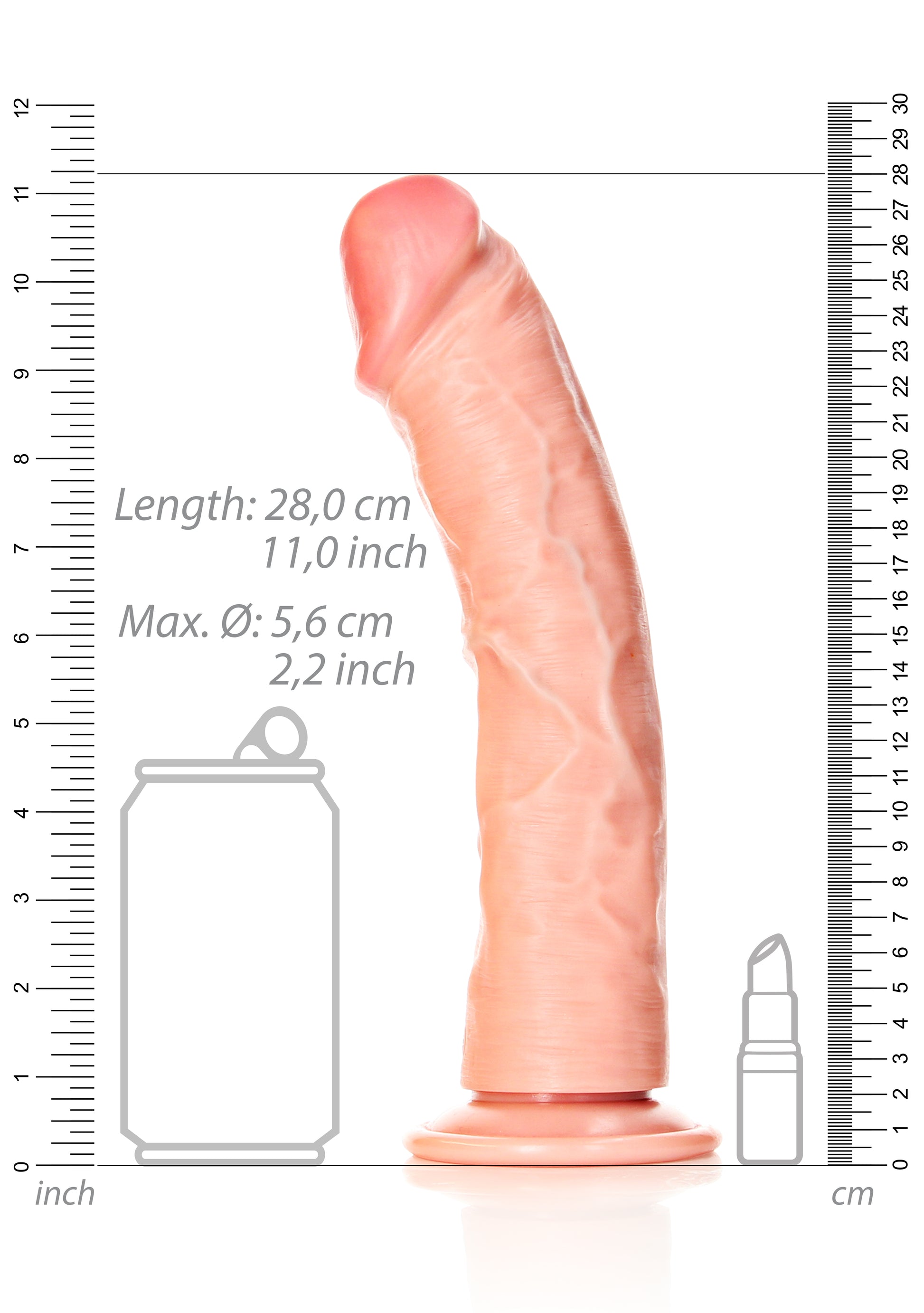 RealRock 10 Inch Curved Dildo size