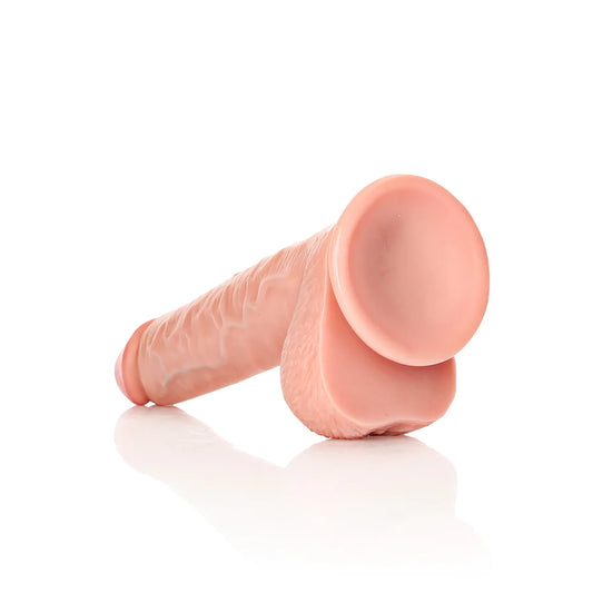 RealRock 11 Inch Straight White Dildo with Balls Suction Cup