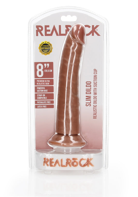 RealRock 8 Inch Slim Dildo packaging tan