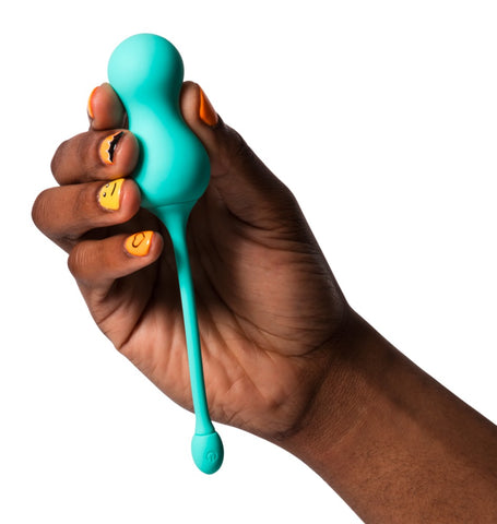 Romp Cello Remote Control Vibro-Balls in hand