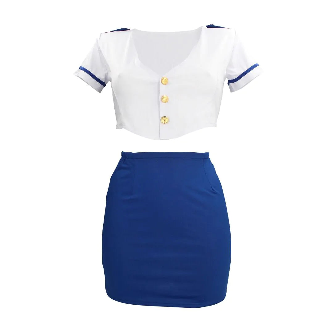 S-Line Stewardess Costume - S/M - Blue/White