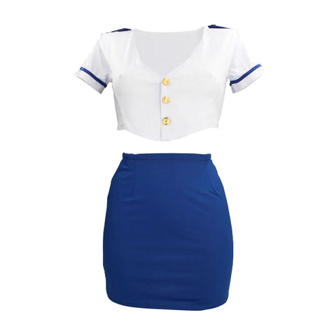 S-Line Stewardess Costume - S/M - Blue/White