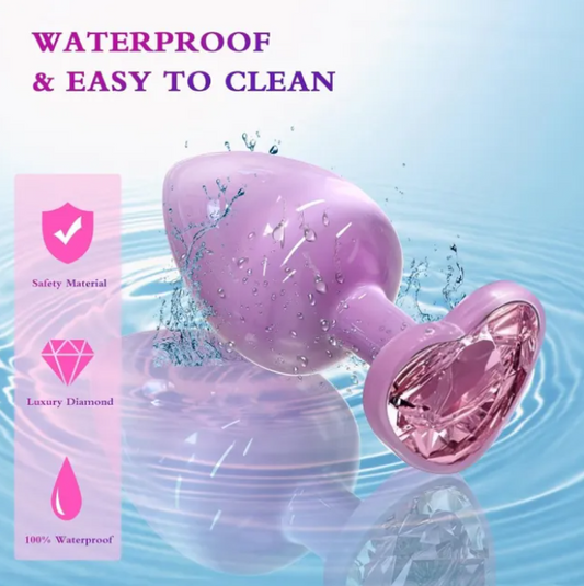 Loveangels Steep Bloom Pink Metal Butt Plug With Gem Base