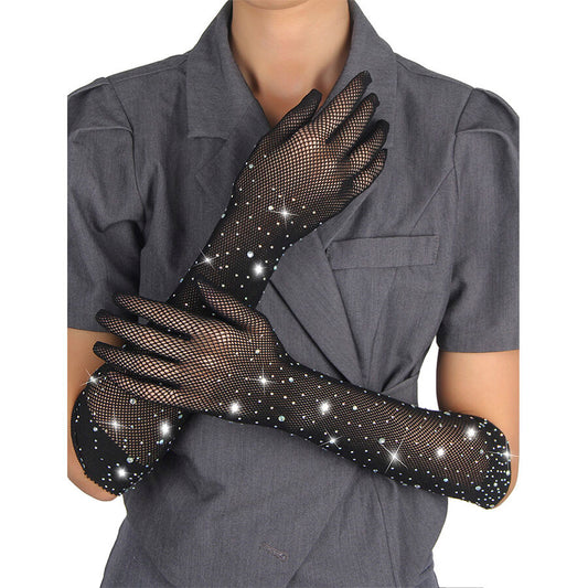 Subblime Accesories Charming Black Glitter Gloves on Model