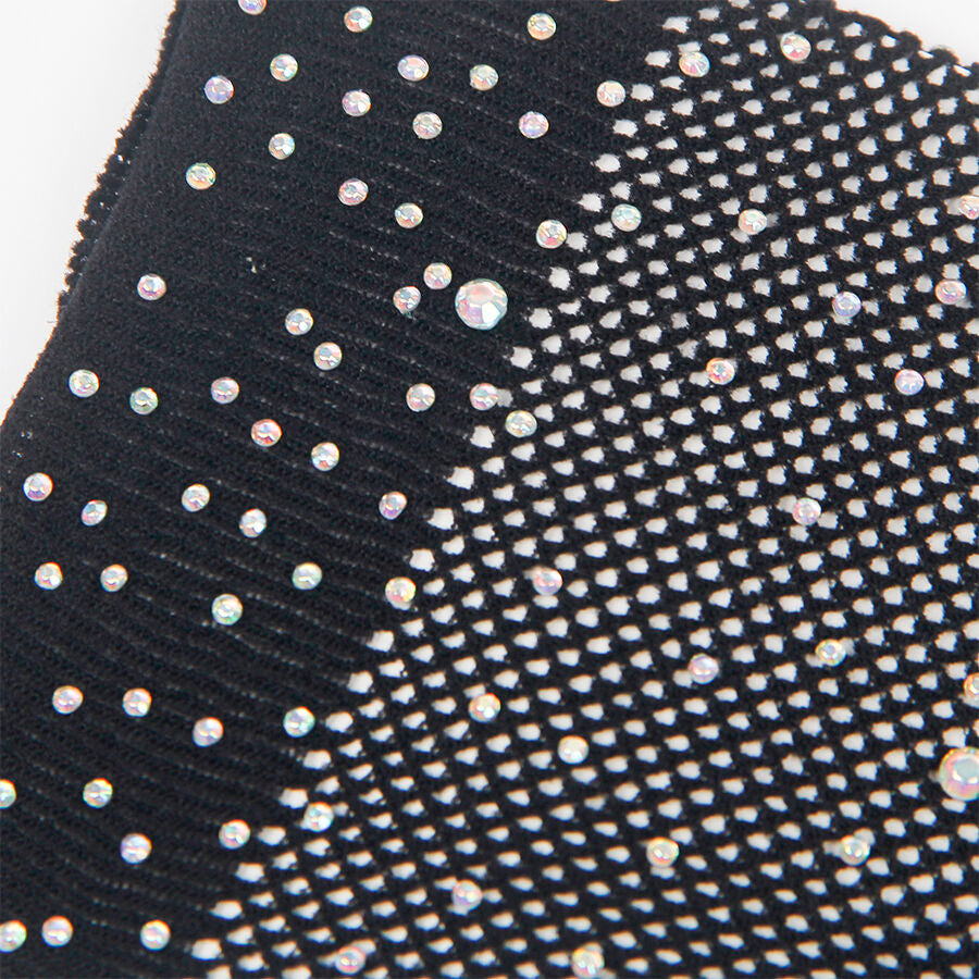 Subblime Accesories Charming Black Glitter Gloves Rhinestones