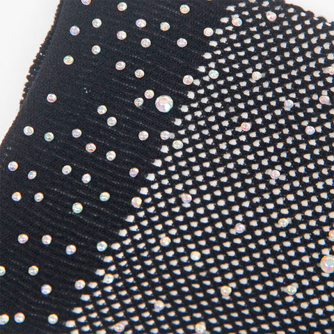 Subblime Accesories Charming Black Glitter Gloves Rhinestones