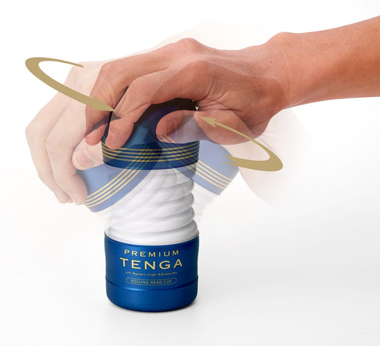 Tenga Premium Rolling Head Cup with hand