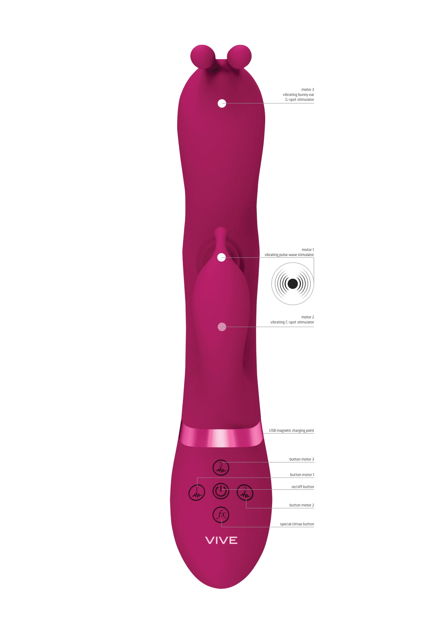 Vive Gada - Vibrating Bunny Ear G-Spot Rabbit with Pulse Wave Shaft